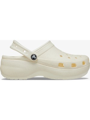 Crocs Classic Platform Glitter Clog Kadın Krem SANDALET.0WV