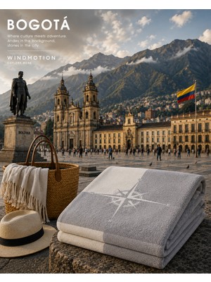 Windmotion Bogota %100 Pamuk Plaj Havlusu Gri/beyaz 70X175