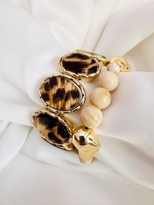 Devi Fashion Leopar 2\'li Kombin Lastikli  Bileklik
