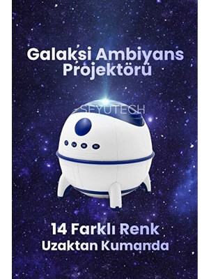 Solvéra Galaksi ve Yıldız Temalı Projektörlü Gece Lambası, Renkli ve Sesli Atmosfer