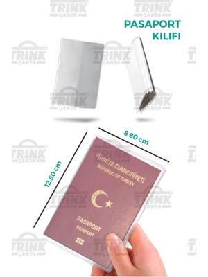 Trink Çanta * Pasaport Kılıfı  2' Li Adet *  Şeffaf Su Geçirmez Pasaport Koruma
