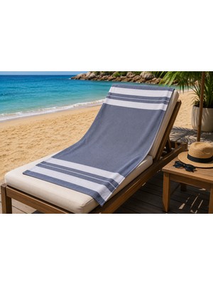 Windmotion Berlin %100 Pamuk Plaj Havlusu Gri/beyaz 70X175