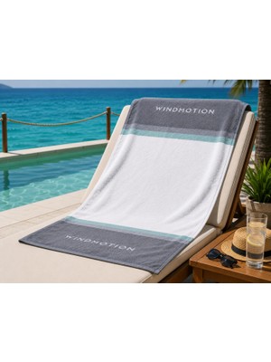 Windmotion Boston %100 Pamuk Plaj Havlusu Gri/beyaz 70X175