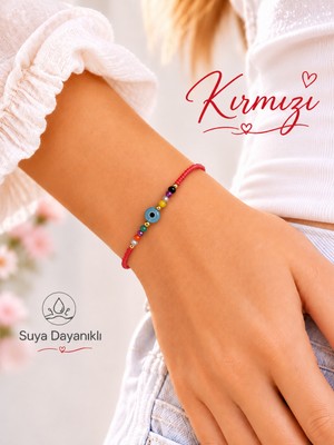 Sacce Scarves & Accessories Mavi Cam Nazar Boncuklu Renkli Boncuk Bileklik Suya Dayanıklı