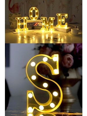 Maison Luré LED Işıklı 3D S Harfi, Büyük Boy Organizasyon ve Doğum Günü Dekoru Masa ve Gece Lambası