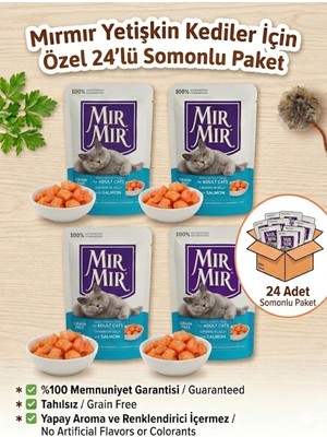 Mır mır Mırmır Pouch Premium Tahılsız Yaş Kedi Maması 85 gr x 24 Adet Somonlu Kedi Konservesi