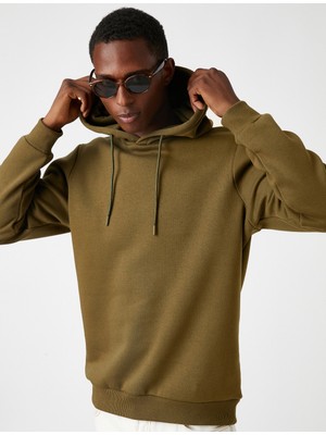 Koton Basic Kapşonlu Sweatshirt Şardonlu