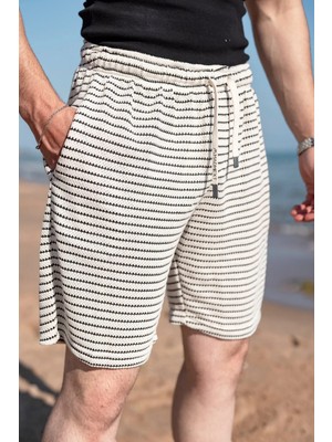 Madmext Siyah Çizgili Regular Fit Erkek Şort E6563