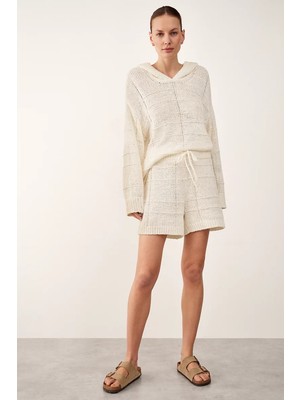 The White Company Organik Pamuk Karışımlı Dokulu Triko Kadın Şort