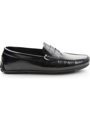 Bambi Siyah Hakiki Deri Erkek Loafer Ayakkabı E01648620514