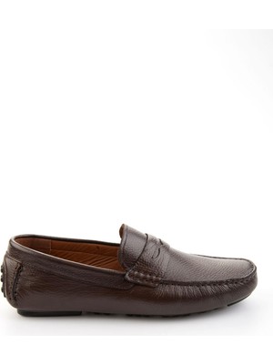 Bambi Kahve Hakiki Deri Erkek Loafer Ayakkabı E01547009740