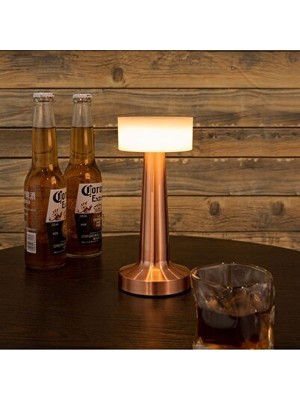 Maison Luré Bakır Renkli USB Bağlantılı Şarjlı LED Masa Lambası, Dekoratif ve Fonksiyon