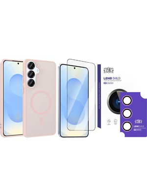 Vendas Samsung Galaxy S26 Kılıf M-safe Şarj Özellikli Zore Babet Kapak + HD Kamera Lens + Cam Ekran Koruyucu
