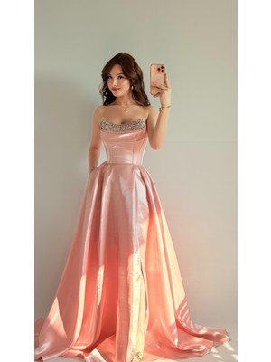 Ayşenur Dinçer Butik Aurora Abiye Pudra Pembesi
