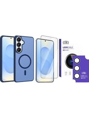 Vendas Galaxy S26 Kılıf M-safe Şarj Özellikli Zore Babet Kapak + HD Kamera Lens + Cam Ekran Koruyucu