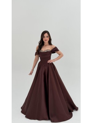 Ayşenur Dinçer Butik Soft Glam Abiye Kahverengi