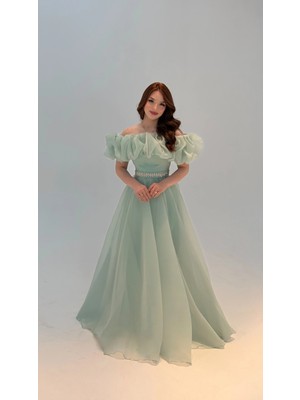 Ayşenur Dinçer Butik Peri Vibe Abiye Mint Yeşili