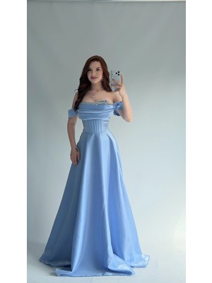Ayşenur Dinçer Butik Soft Glam Abiye Bebe Mavisi