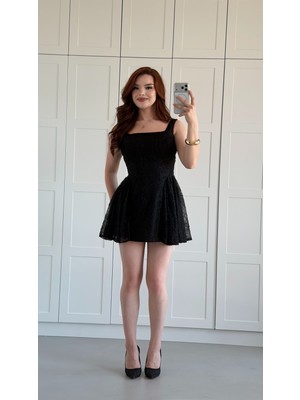 Ayşenur Dinçer Butik Mabel Mini Elbise Siyah