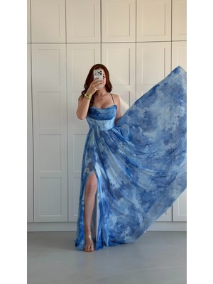 Ayşenur Dinçer Butik Şahmaran Mavi Büyülü Abiye