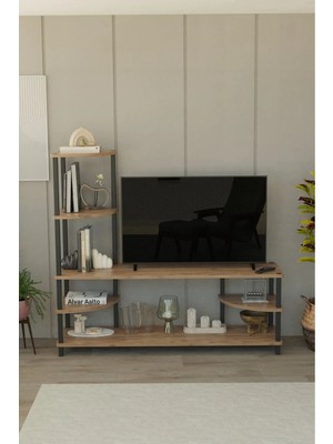 Remaks Neoline 120 cm Tv Ünitesi | Çok Raflı Modern Tv Sehpası | - Meşe