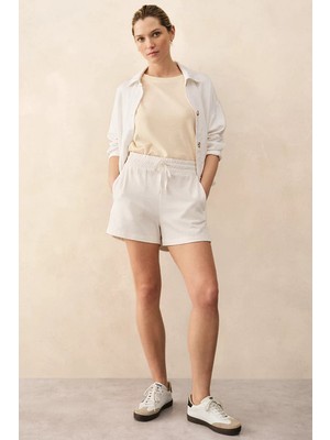 The White Company Organik Pamuk Slub Hafif Kadın Şort