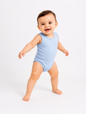 Chicsy Baby Bebek Atlet Body Pamuklu Ribanalı Çıtçıtlı Kolsuz Bebek Zıbını