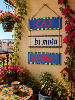 Pitipiti Renkli Balkon Duvar Panosu Motivasyon Serisi Çay Kahve Bi Mola