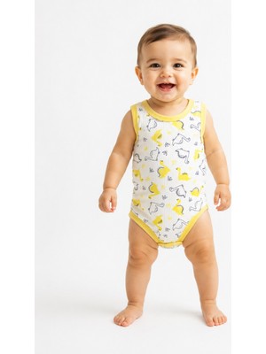 Chicsy Baby Rkek Bebek Dinozor Desenli Atlet Body – Yazlık Pamuklu Çıtçıtlı Bebek Zıbını