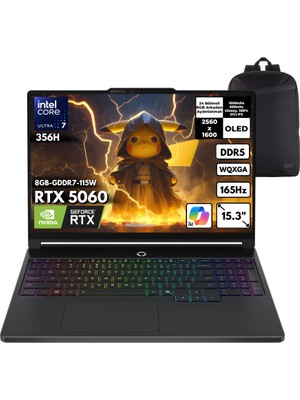 Lenovo Legion 5 15IPH11 Ultra 7-356H 48 -Gbddr5 2 Tbssd RTX5060 (8GB-GDDR7-115W) 15.3" Wqxga OLED Windows 11 Home + Qb Sırt Çantası 83RW0004TRQB31
