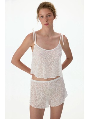 Penti Beyaz Bridal Delicate Şort Pijama Takımı