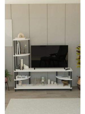 Remaks Neoline 120 cm Tv Ünitesi | Çok Raflı Modern Tv Sehpası | - Beyaz