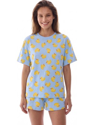 Penti Mavi Cuteness Kısa Kollu Şort Pijama Takımı