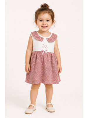 Baby Hola Kız Bebek Müslin Sıfır Kol Yazlık Elbise 15234