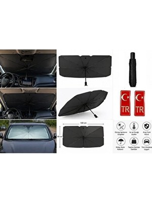 Solvéra Katlanabilir Şemsiye ve Tr Plakalık Hediye Seat Leon Ön Cam Güneşlik Oto Güneşlik Perde
