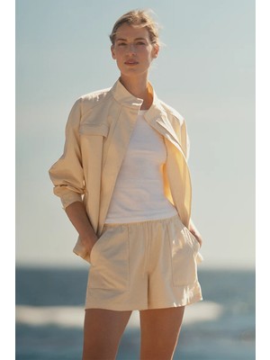 The White Company Pamuk Keten Karışımlı Kadın Şort