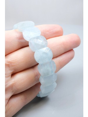 Healcrystal Okyanusun Serinliği ve Şifası: Parlak Oval Faset Kesim Akuamarin Bileklik