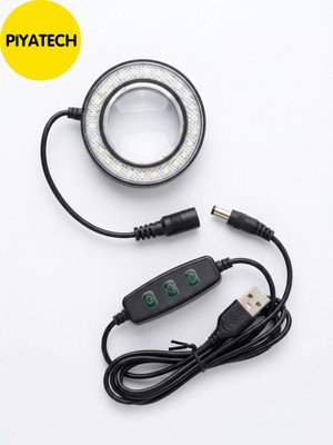 Piyatech 6.5 cm LED Halka Işıklı Büyüteç Lambası - Usb'li ve Kumandalı Masaüstü Aydınlatma
