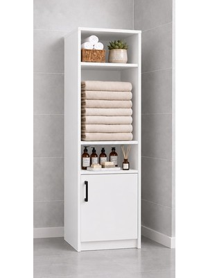 Noiss Home Decor Duru Beyaz Çok Amaçlı Raflı Kiler Banyo Mutfak Çamaşır Odası Dolabı