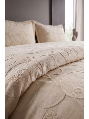 Calantha Home Collection Mirabella 3 Parça Çift Kişilik Pike Takımı - Cappuccino Cappuccino