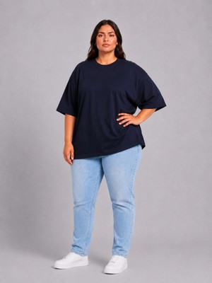 Limitless Wear Büyük Beden Kadın Basic Tshirt – Pamuklu Düz T-Shirt 3xl-6xl LMS26BTSK01
