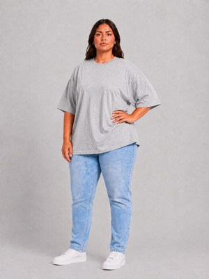 Limitless Wear Büyük Beden Kadın Basic Tshirt – Pamuklu Düz T-Shirt 3xl-6xl LMS26BTSK01