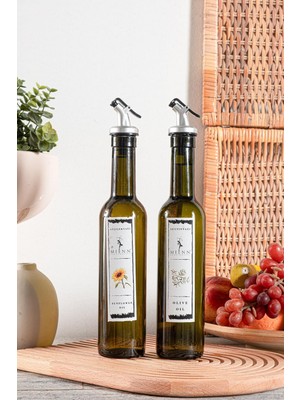 Seraser Home Tekstil Oilcan | Amber 2'li Yağdanlık 375 ml Zeytinyağ Sıvıyağ Şişesi Sızdırmaz Kapaklı Yağdanlık