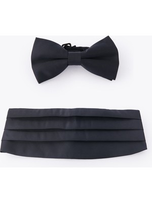 Altınyıldız Classics Düz Koyu Lacivert Papyon-Kuşak Seti %100 Polyester Klasik Model