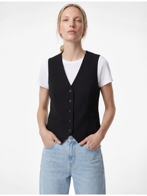 Koton Klasik V Yaka Düğmeli Blazer Yelek