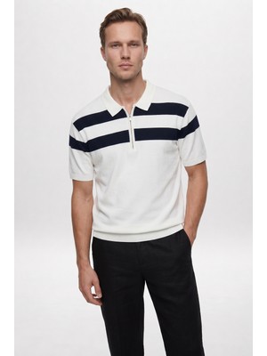 D'S Damat Ds Damat Regular Fit Ekru Yazlık Rayon Triko T-Shirt