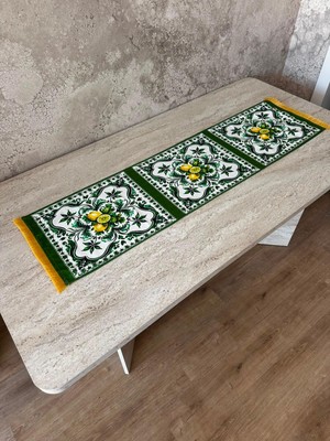 Pelin Abaka Amalfi Serisi, Süet Gold Saçaklı Runner 40X140 cm