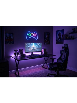 Maison Luré Oyun Temalı Neon Gamer Odası Lambası - Modern Masaüstü Aydınlatma Masa ve Gece Lambası