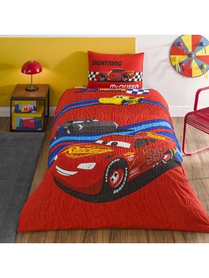 Taç Lisanslı Disney Cars Race Track Tek Kişilik Pamuk Complete Set