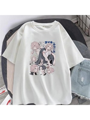 Touz Tokyo Revengers Collages Baskılı Beyaz Unisex Oversize T-Shirt